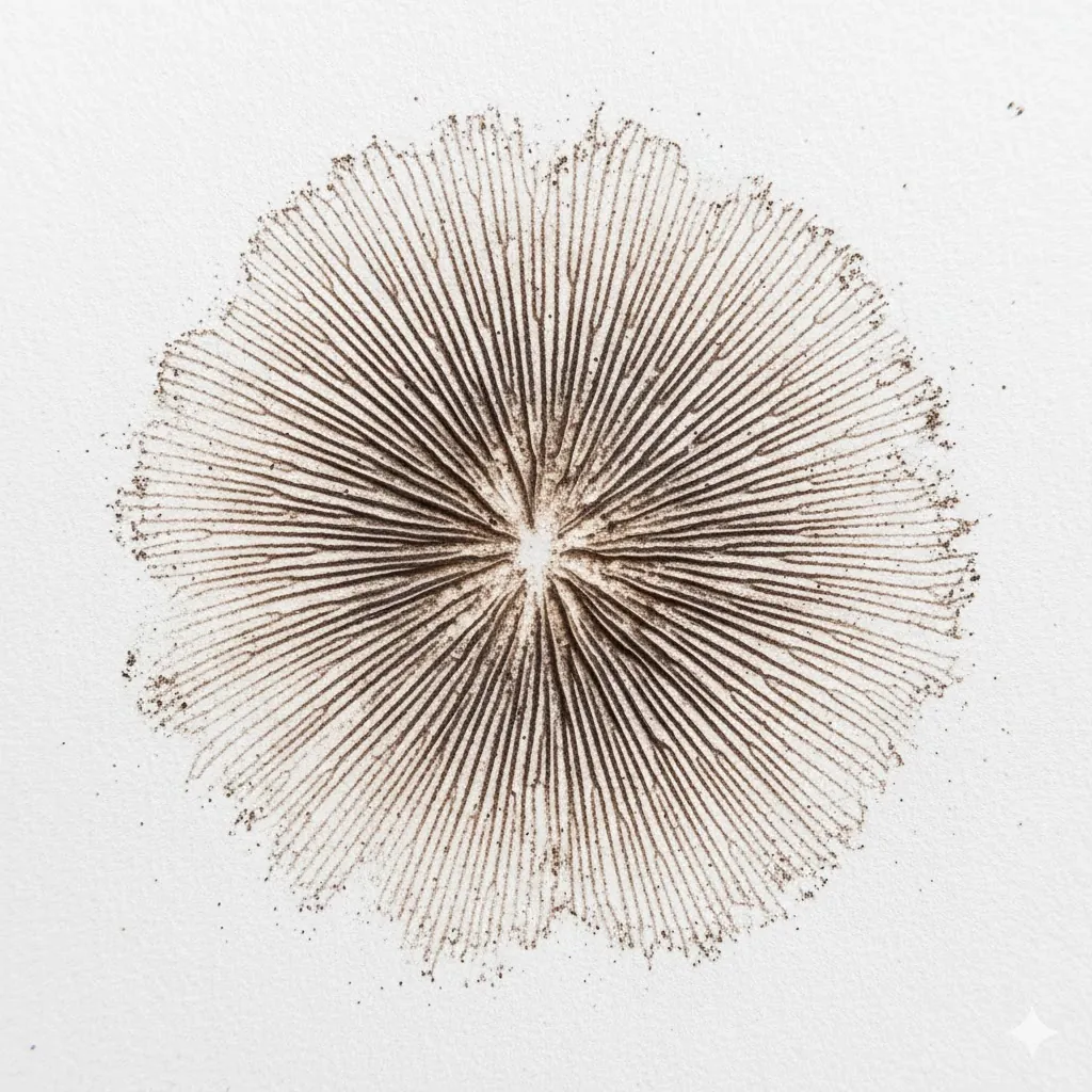 Споровый отпечаток на белой бумаге